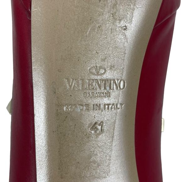 Valentino Garavani Rockstud Two Tone Platform Pumps Peep Toe Size 41 - Picture 10 of 11